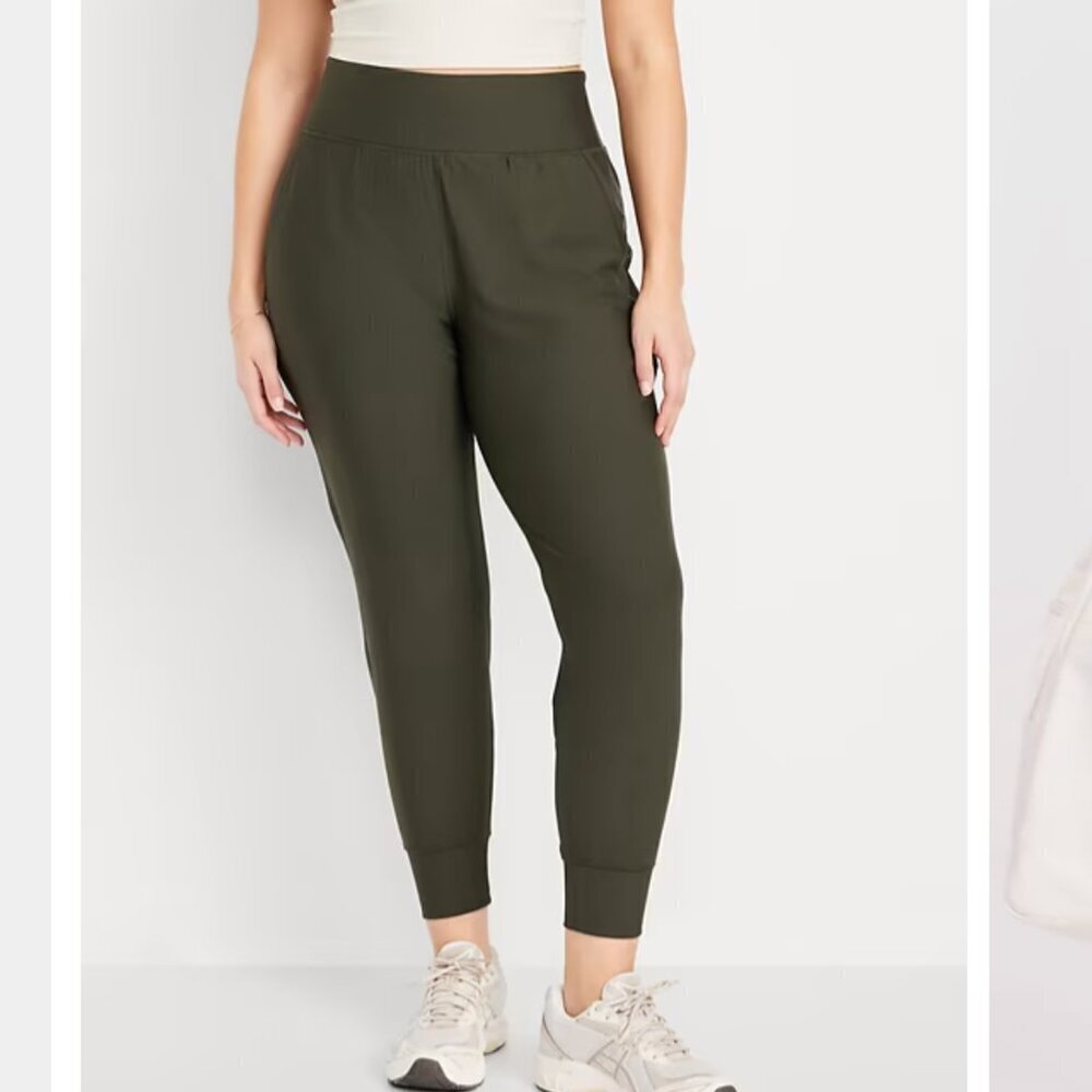 OLD NAVY ACTIVE Powersoft High Rise Joggers Leggings Go Dry Sz small tall olive